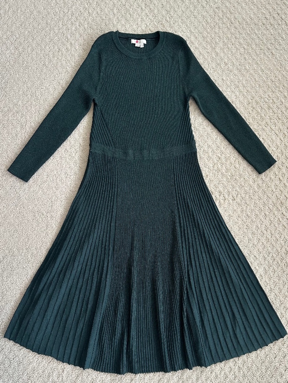 Boden Diona Sparkle Fit-And-Flare Knit Midi Dress Green 12R Metallic Holidays - Picture 4 of 16